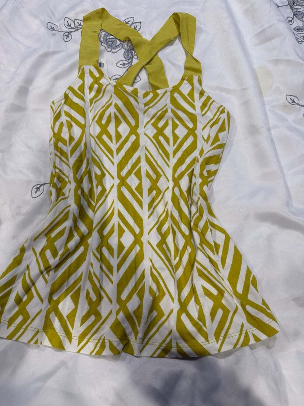 Banana Republic green and White Patterned Tank Top XS